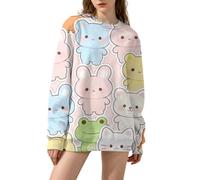 Cocila Sudaderas Deportivas Mujer Sudadera Sin Capucha para Mujer, Cómoda Y A La, con Estampado Animal Primavera/Verano 2026 (MR1, XXL) Vestir Deporte Amarilla Gimnasio Rosa Polar Halloween