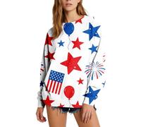 Cocila Sudaderas Deportivas Oversize Mujer con Diseños Que Incluyen La Bandera, Esta Sudadera Capucha De Manga Larga para Temática Patriótica Es Uso Casual. (BU1, XL) Vestir Amarilla Gris Azul