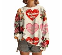 Cocila Sudaderas Deportivas Oversize Mujer Sudadera De San Valentín para Mujer, Camisetas con Gráficos Corazones Amor, Manga Larga (Light Amarillo, L) Vestir Casual Azul Marino Basica Lila Blanca