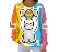 Cocila Sudaderas Mujer Anchas Y Largas Sudadera De Manga Larga Con Estampado Para Mujer, Estilo Informal, Holgada, Cuello, Otoño (MR3, M) Sin Capucha Sweatshirt Forro Polar Deportivas Chaqueta