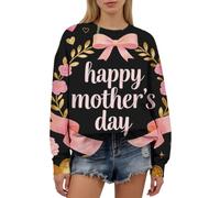 Cocila Sudaderas Mujer Anchas Y Largas Sudadera Sin Capucha Cómoda E Informal para Mujer, Ideal Primavera Verano, con Estampado De Bordado. (Negro, XXL) Cremallera Blanca Morada Amarilla Corta