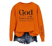 Cocila Sudaderas Mujer Deportivas Sudadera con Cuello Y Hombros para La Frase Dios Está Escribiendo Tu Historia (Naranja, S) Deporte Azul Rosa Cremallera Navidad Ancha Running Chaqueta Navideña