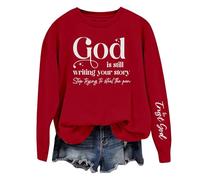 Cocila Sudaderas Mujer Deportivas Sudadera con Cuello Y Hombros para La Frase Dios Está Escribiendo Tu Historia (Vino, S) Deporte Oversize Cremallera Sin Capucha Rosa Talla Grande Verde Roja