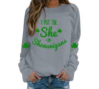 Cocila Sudaderas Mujer Deportivas Sudadera Informal con Estampado Gráfico Yo No Empecé Las Travesuras para El Día De La Mujer, Ideal Celebraciones Navideñas. (Grey, XL) Larga Largas Ropa Sin