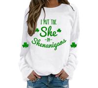 Cocila Sudaderas Mujer Deportivas Sudadera Informal con Estampado Gráfico Yo No Empecé Las Travesuras para El Día De La Mujer, Ideal Celebraciones Navideñas. (Blanco, L) Sin Capucha Ropa Rayas
