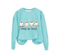 Cocila Sudaderas Mujer Oversize Sudadera De Halloween para Mujer, Talla Grande, Cuello, Suéteres Esqueleto, Manga Larga, Sudaderas, Camisetas (Menta Verde, S) Tallas Grandes Navideñas con