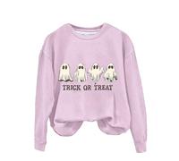 Cocila Sudaderas Mujer Oversize Sudadera De Halloween para Mujer, Talla Grande, Cuello, Suéteres Esqueleto, Manga Larga, Sudaderas, Camisetas (Rosa, L) Sin Capucha Granate Marron Corta Negra