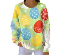 Cocila Sudaderas Mujer Oversize Sudadera Sin Capucha, Cómoda E Informal con Estampado De Conejito Pascua, para Mujer. (MR3, M) Algodon Invierno Cremallera Roja Chaqueta Forro Polar Halloween