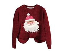 Cocila Sudaderas Mujer Sin Capucha Women's Hatless Casual Solid Color Christmas Print Long Sleeved Hoodie (Vino, M) Sudadera Rayas Ropa Amarilla De Navidad Algodón Gran Tamaño para Cremallera