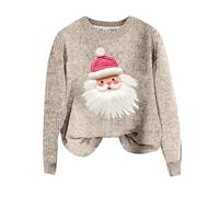 Cocila Sudaderas Mujer Sin Capucha Women's Hatless Casual Solid Color Christmas Print Long Sleeved Hoodie (Beige, S) Ropa Sudadera Invierno Blanca Divertidas Gris Larga Marron con Cremallera