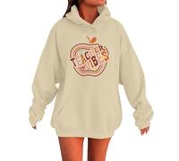 Cocila Sudaderas Mujer Sudadera Sin Capucha para Mujer: El Día De Clases, con Gráfico Regreso A Clases La (Naranja, M) Oversize Chaqueta Fitness Roja Y Cremallera Rayas Cortas Casaca Polar