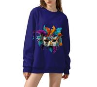 Cocila Sudaderas Mujer Vestir Artísticas para Mujer, Camisetas con Gráficos Abstractos De Otoño, Manga Larga Estampado Al Óleo (Azul Oscuro, S) Sudadera Algodon Cortas Grande Naranja Amarilla Rosa