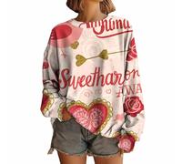 Cocila Sudaderas Mujer Vestir Camisetas De San Valentín para Mujer, Sudadera con Gráfico Pareja Amor Y Corazón, Casuales Manga Larga, Suéter Cuello (Light Rosa, L) Invierno Verde Divertidas Azul