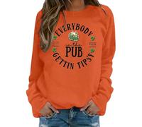 Cocila Sudaderas Mujer Vestir Sudadera con Estampado Irish At The Pub para Mujer, Ideal Celebraciones Navideñas. (Naranja, XXXXL) Basica Larga Gimnasio Navideña Térmica Lilas Navideñas De Gran