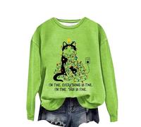 Cocila Sudaderas Mujer Vestir Sudadera con Estampado Navideño para Mujer, Soy Todo Lo Que Y Eso Es Todo. Suéter Cuello Gráfico, Camisetas De Manga Larga, Divertida (Verde, S) Deportivas Mama