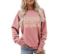 Cocila Sudaderas Mujer Vestir Sudadera Podría Ser Más para Mujer, Camisetas De Manga Larga, Gráficas Divertidas, Cuello, Tops Otoño E Invierno (Oro Rosa, XXL) Deportiva Deporte Casual Azul