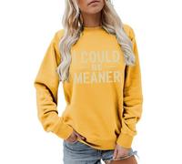Cocila Sudaderas Mujer Vestir Sudadera Podría Ser Más para Mujer, Camisetas De Manga Larga, Gráficas Divertidas, Cuello, Tops Otoño E Invierno (Amarillo, XXL) Oversize Azul Marino Navideña