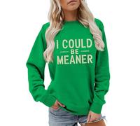 Cocila Sudaderas Mujer Vestir Sudadera Podría Ser Más para Mujer, Camisetas De Manga Larga, Gráficas Divertidas, Cuello, Tops Otoño E Invierno (Verde, L) Casual Colores Deportivas Cremallera