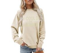 Cocila Sudaderas Mujer Vestir Sudadera Podría Ser Más para Mujer, Camisetas De Manga Larga, Gráficas Divertidas, Cuello, Tops Otoño E Invierno (Beige, XXL) Deporte Navideña Marron con