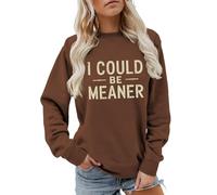 Cocila Sudaderas Mujer Vestir Sudadera Podría Ser Más para Mujer, Camisetas De Manga Larga, Gráficas Divertidas, Cuello, Tops Otoño E Invierno (Café, XL) Oversize Gimnasio Navideño Térmica