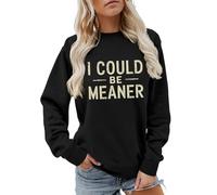 Cocila Sudaderas Mujer Vestir Sudadera Podría Ser Más para Mujer, Camisetas De Manga Larga, Gráficas Divertidas, Cuello, Tops Otoño E Invierno (Negro, XXL) Deporte Algodon Muejr Amarilla