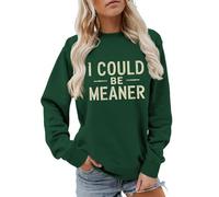 Cocila Sudaderas Mujer Vestir Sudadera Podría Ser Más para Mujer, Camisetas De Manga Larga, Gráficas Divertidas, Cuello, Tops Otoño E Invierno (Menta Verde, M) Sin Capucha Sweatshirt Blanca