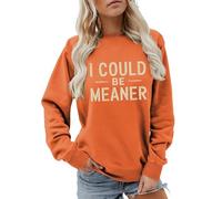 Cocila Sudaderas Mujer Vestir Sudadera Podría Ser Más para Mujer, Camisetas De Manga Larga, Gráficas Divertidas, Cuello, Tops Otoño E Invierno (Naranja, XXL) Deportivas Sin Capucha Larga