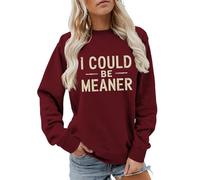 Cocila Sudaderas Mujer Vestir Sudadera Podría Ser Más para Mujer, Camisetas De Manga Larga, Gráficas Divertidas, Cuello, Tops Otoño E Invierno (Vino, L) Sin Capucha Cortas Algodon Rayas