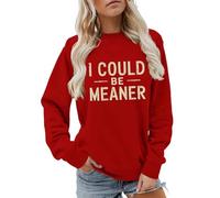 Cocila Sudaderas Mujer Vestir Sudadera Podría Ser Más para Mujer, Camisetas De Manga Larga, Gráficas Divertidas, Cuello, Tops Otoño E Invierno (Rojo, L) Rayas Larga Deporte Sin Capucha Azul