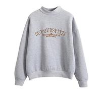 Cocila Sudaderas Tallas Grandes Mujer Sudadera De Pullover Letras Gráficas Imprimir Casual Deportes Calle con Estampado 3D (Grey, M) Invierno Marron Basica Blanca Gris Polar Beige Verde