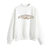 Cocila Sudaderas Tallas Grandes Mujer Sudadera De Pullover Letras Gráficas Imprimir Casual Deportes Calle con Estampado 3D (White, M) Invierno Cortas Oversize Blanca Sin Capucha Algodón Chaqueta