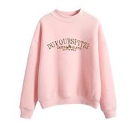 Cocila Sudaderas Tallas Grandes Mujer Sudadera De Pullover Letras Gráficas Imprimir Casual Deportes Calle con Estampado 3D (Pink, L) Rayas para Azul Larga Invierno Rosa Cremallera Navidad Morada
