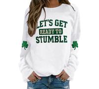 Cocila Sudaderas Tallas Grandes Mujer Sudadera Informal con Estampado Gráfico Let's Get Ready To Stumble para El Día De La Celebraciones Navideñas. (Blanco, XXXL) Vestir Invierno Rosa Naranja