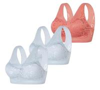 Cocila Sujetador Básico Corrector De Postura con Cierre Pack of 3 Women's Bra Without Underwire Comfort Sports Padded Lace Soft Stretch Bustier Medium Hold Non Wired Sleep Classic Top For