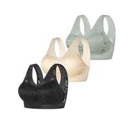 Cocila Sujetador Básico Corrector De Postura con Cierre Pack of 3 Women's Bra Without Underwire Comfort Sports Padded Lace Soft Stretch Bustier Medium Hold Non Wired Sleep Classic Top For