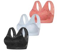 Cocila Sujetador Básico Corrector De Postura con Cierre Pack of 3 Women's Bra Without Underwire Comfort Sports Padded Lace Soft Stretch Bustier Medium Hold Non Wired Sleep Classic Top For