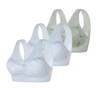 Cocila Sujetador Básico Corrector De Postura con Cierre Pack of 3 Women's Bra Without Underwire Comfort Sports Padded Lace Soft Stretch Bustier Medium Hold Non Wired Sleep Classic Top For