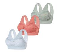 Cocila Sujetador Básico Corrector De Postura con Cierre Pack of 3 Women's Bra Without Underwire Comfort Sports Padded Lace Soft Stretch Bustier Medium Hold Non Wired Sleep Classic Top For
