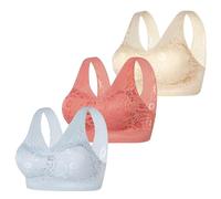 Cocila Sujetador Básico Corrector De Postura con Cierre Pack of 3 Women's Bra Without Underwire Comfort Sports Padded Lace Soft Stretch Bustier Medium Hold Non Wired Sleep Classic Top For