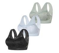 Cocila Sujetador Básico Corrector De Postura con Cierre Pack of 3 Women's Bra Without Underwire Comfort Sports Padded Lace Soft Stretch Bustier Medium Hold Non Wired Sleep Classic Top For