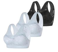 Cocila Sujetador Básico Corrector De Postura con Cierre Pack of 3 Women's Bra Without Underwire Comfort Sports Padded Lace Soft Stretch Bustier Medium Hold Non Wired Sleep Classic Top For