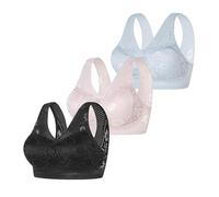 Cocila Sujetador Básico Corrector De Postura con Cierre Pack of 3 Women's Bra Without Underwire Comfort Sports Padded Lace Soft Stretch Bustier Medium Hold Non Wired Sleep Classic Top For