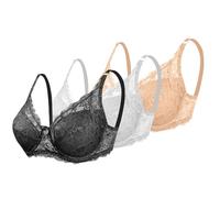 Cocila Sujetador Deportivo Mujer Alto Impacto Corrector Ligero, Cómodo Y Sin para Mujer, Talla Grande, Total, Uso Diario. Tallas Grandes Sujetadores Post Quirurgico Encaje Relleno Pack con Aros