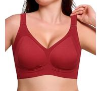 Cocila Sujetador Deportivo Mujer Sujetadores Suaves, Cómodos Y Sin para Mujer, Total, Uso Diario con Soporte Bandeau Tirantes Push Up Invisible Dim Generous Sostenes De Pack Negro Relleno Rojo
