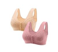 Cocila Sujetador Mujer Sin V Aros Y Copas Doble Push-Up Paquete 2 Cómodos Sujetadores para Mayores 2026, Nuevos con Botones Cierre Frontal, Algodón Mujeres Copa H Blanco Conjunto Braga Deportivo