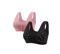 Cocila Sujetador Mujer Sin V Aros Y Copas Doble Push-Up Paquete 2 Cómodos Sujetadores para Mayores 2026, Nuevos con Botones Cierre Frontal, Algodón Mujeres Copa H Blanco Conjunto Braga Deportivo