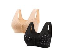 Cocila Sujetador Mujer Sin V Aros Y Copas Doble Push-Up Paquete 2 Cómodos Sujetadores para Mayores 2026, Nuevos con Botones Cierre Frontal, Algodón Mujeres Copa H Blanco Conjunto Braga Deportivo