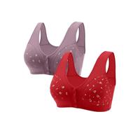 Cocila Sujetador Mujer Sin V Aros Y Copas Doble Push-Up Paquete 2 Cómodos Sujetadores para Mayores 2026, Nuevos con Botones Cierre Frontal, Algodón Mujeres Copa H Blanco Conjunto Braga Deportivo