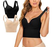 Cocila Sujetador Reductor Deportivo De 2 Piezas para Mujer, Cómodo Dormir Sin Aros, Sujetadores Actividad Entrenamiento Talla Grande con Almohadillas No Cruzados Espalda Camiseta Niña Color