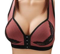 Cocila Sujetador Reductor New Large Size Through The Cup Front Buckle Lace Edge Comfortable Gathered Breathable Thin Without Ring Underwear Bra Talla Grande Mujer Banda Deportivo Running